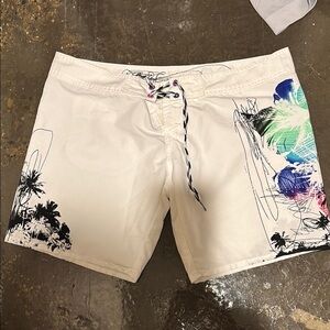 Body Glove White Athletic Shorts with Multicolor Design